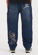 Mens Snake & Panther Carpenter Denim Trousers Jeans - Indigo