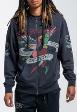 Mens True Snake Zip Through Hoodie - Charcoal