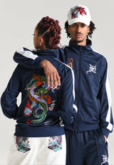 Mens Big Drag Tricot Zip Up Tracksuit Jacket - Navy