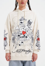 Womens Death Or Glory Love Hoodie - Beige