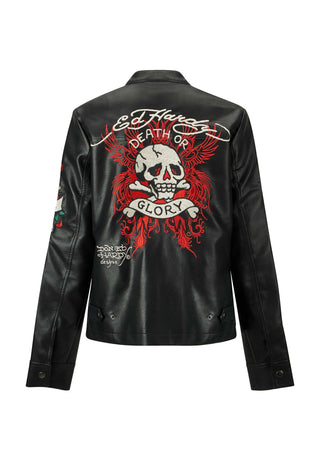 Womens Death Or Glory Vegan Leather Biker Jacket - Black