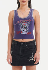 Womens Ed Nyc Skull Tour Vest Top - Purple