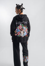 Womens Geisha World Relaxed Hoodie - Black