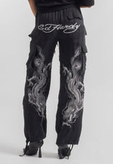 Womens Hidden Dragon Cargo Trousers - Black