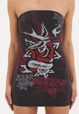 Womens Hollywood Swallow Bandeau Dress - Grey