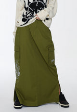 Womens Koi Wave Cargo Skirt - Green