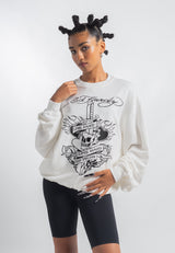 Womens Live Fast Tonal Relaxed Crew Neck Jumper - White