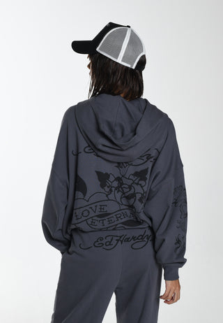 Womens Love Eternal Graphic Relaxed Hoodie - Grey
