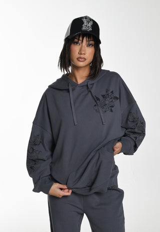 Womens Love Eternal Graphic Relaxed Hoodie - Grey