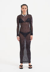 Womens Love Is Mystery Mesh Dress - Black