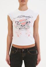 Womens Love Kills Cap Sleeve Tshirt Top - White