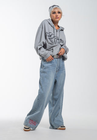 Womens Love Kills Xtra Oversized Denim Trousers Jeans - Bleach