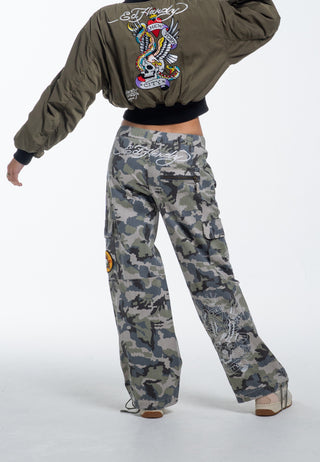 Womens Nyc Badge Cargo Trouser - Camo