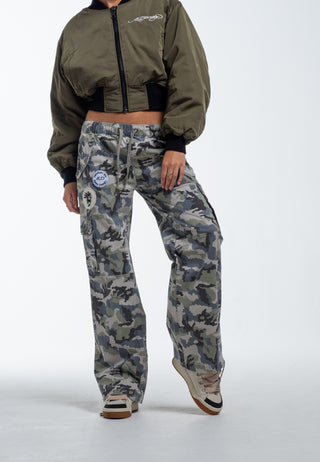 Womens Nyc Badge Cargo Trouser - Camo