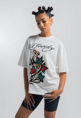 Womens Snake & Dagger Relaxed Tshirt - White