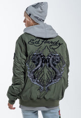 Womens Tonal Double Venom Ma1 Bomber Jacket - Khaki