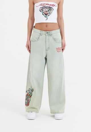 Womens Twisted Dragon Xtra Oversized Denim Trousers Jeans - Blue