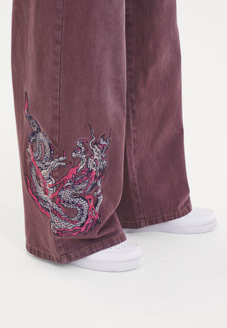 Womens Twisted Dragon Xtra Oversized Denim Trousers Jeans - Purple