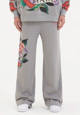 Womens Love Hard Relaxed Sweat Pants Trousers - Grey