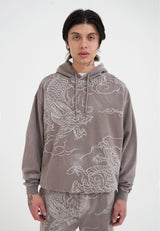 Mens Battle Dragon Hoodie - Brown