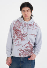 Mens Battle Dragon Hoodie - Grey