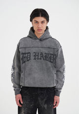 Mens Eagle Drag Rose Denim Hoodie - Black