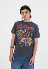 Mens Eagle Drag Rose T-Shirt - Charcoal