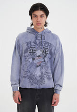Mens Ed Hardy Gothic Cross Hoodie - Indigo