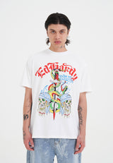 Mens Pirate Skull And Snake T-Shirt - White
