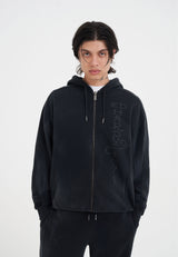Mens Snake Dagger Zip Thru Hoodie - Black