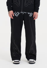 Mens Stud Detail Relaxed Joggers - Black