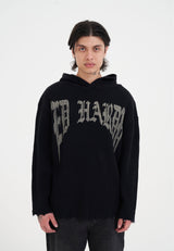 Mens Tiger And Snake In Flames Knitted Hoodie - Black