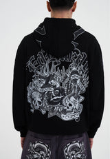 Mens Ed Mono Montage Zip Thru Hoodie - Black