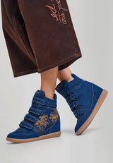 Womens Wedge Trainer - Crawling Dragon - Indigo