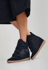 Womens Wedge Trainer - Crawling Dragon - Black