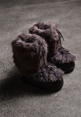 Womens Fur Snow Boot - Charcoal / Black