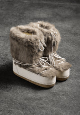 Womens Fur Snow Boot - Brown / Ecru