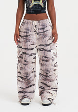 Womens Butterfly Tiger Cargo Pants - Sand