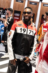 Unisex ED-1971 Moto Biker Jacket- Black/Red/White