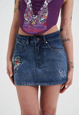 Womens Seam Detail Denim Skirt - Indigo