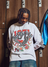 Mens 1971 Tattoo Eagle Graphic Long Sleeve T-Shirt  - Bright White