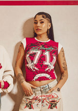 Womens Roaring Tiger Ringer Tee - Red / White