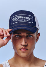 Unisex Applique Badge Est 1971 5 Panel Trucker Cap - Indigo