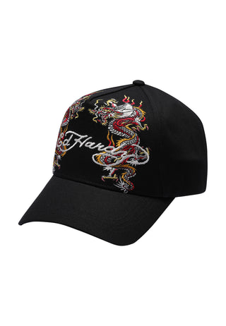 Unisex 2 Dragons Twill Front Mesh Trucker - Black