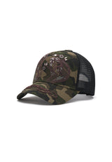 Unisex 2 Snakes Embroidered 5 Panel Trucker Cap - Camo