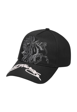 Unisex Death Rider Twill Front Mesh Trucker - Black