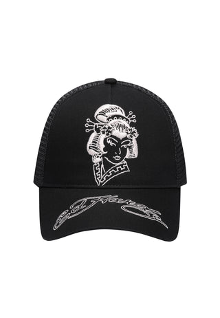 Unisex Geisha Twill Front Mesh Trucker - Black