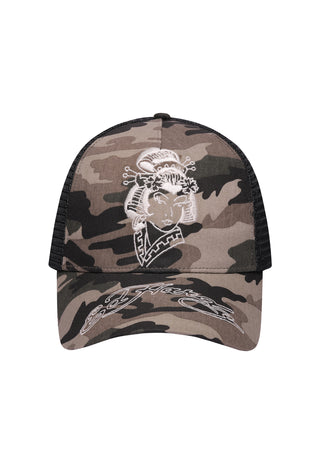 Unisex Geisha Twill Front Mesh Trucker - Camo