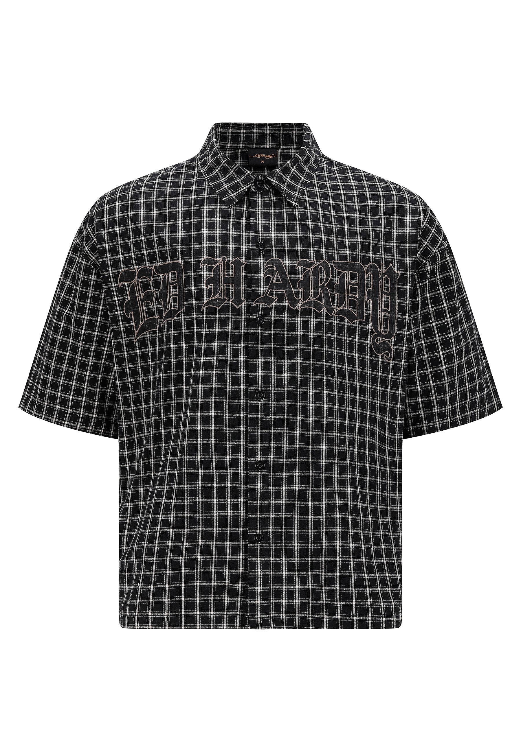 Mens Deathly Snake Reaper Check Boxy Shirt - Black - S / Black