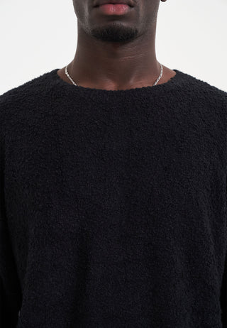 Mens Lucky 13 Boucle Knitted Jumper - Black